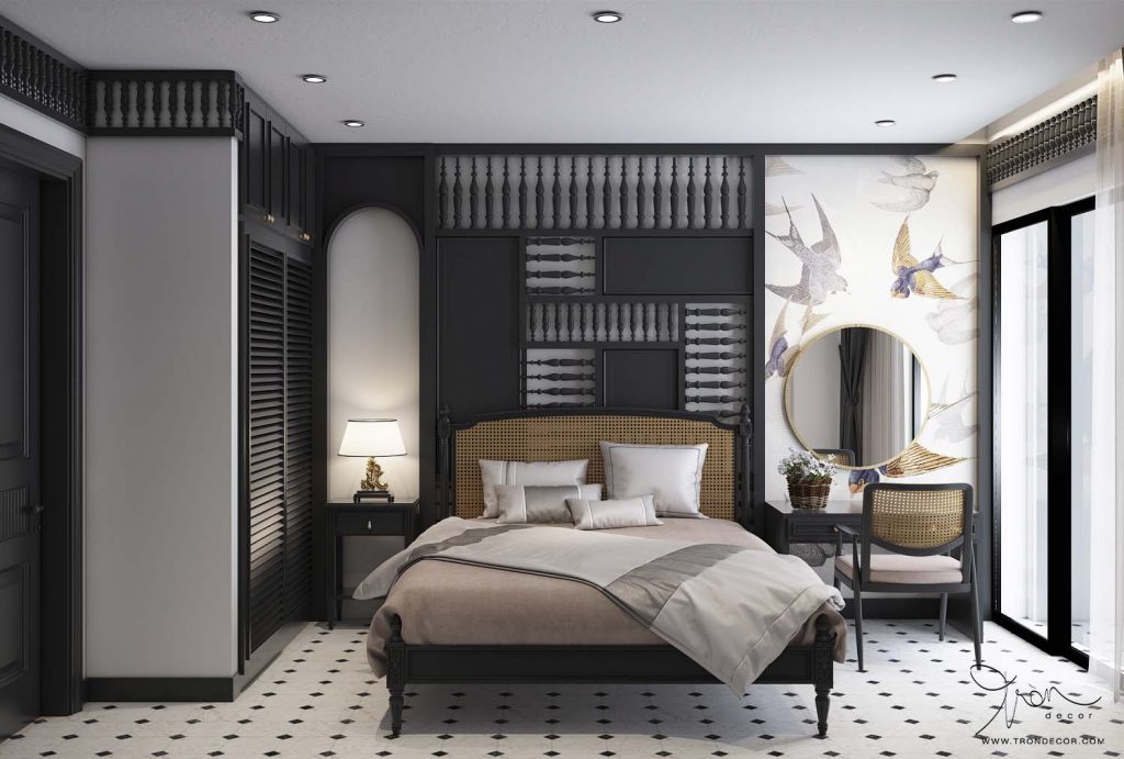 Phòng ngủ thiết kế theo phong cách Indochine