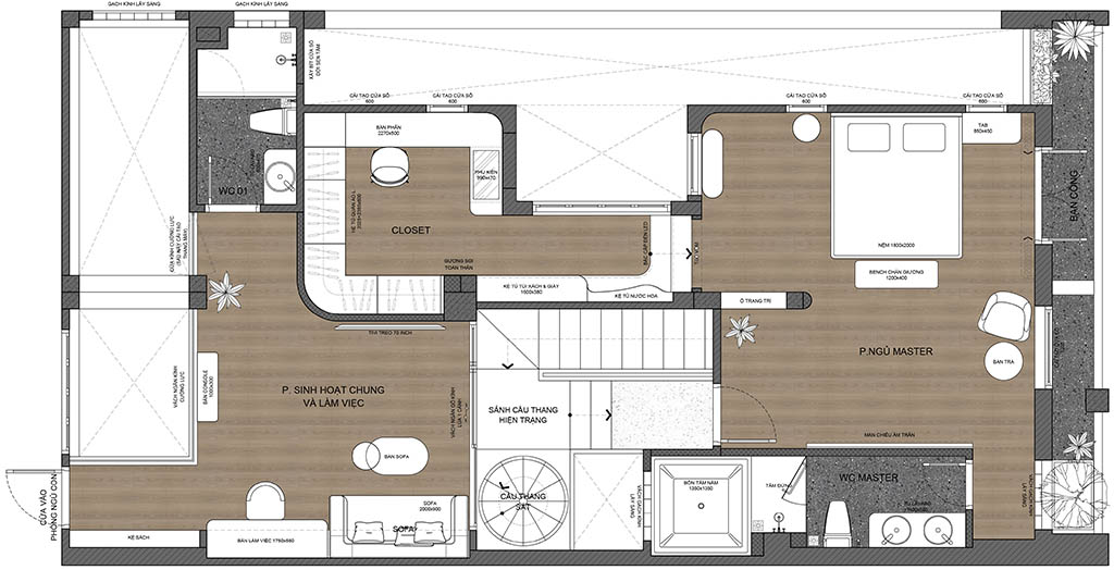 THIẾT KẾ NỘI THẤT NHÀ PHỐ WABI SABI