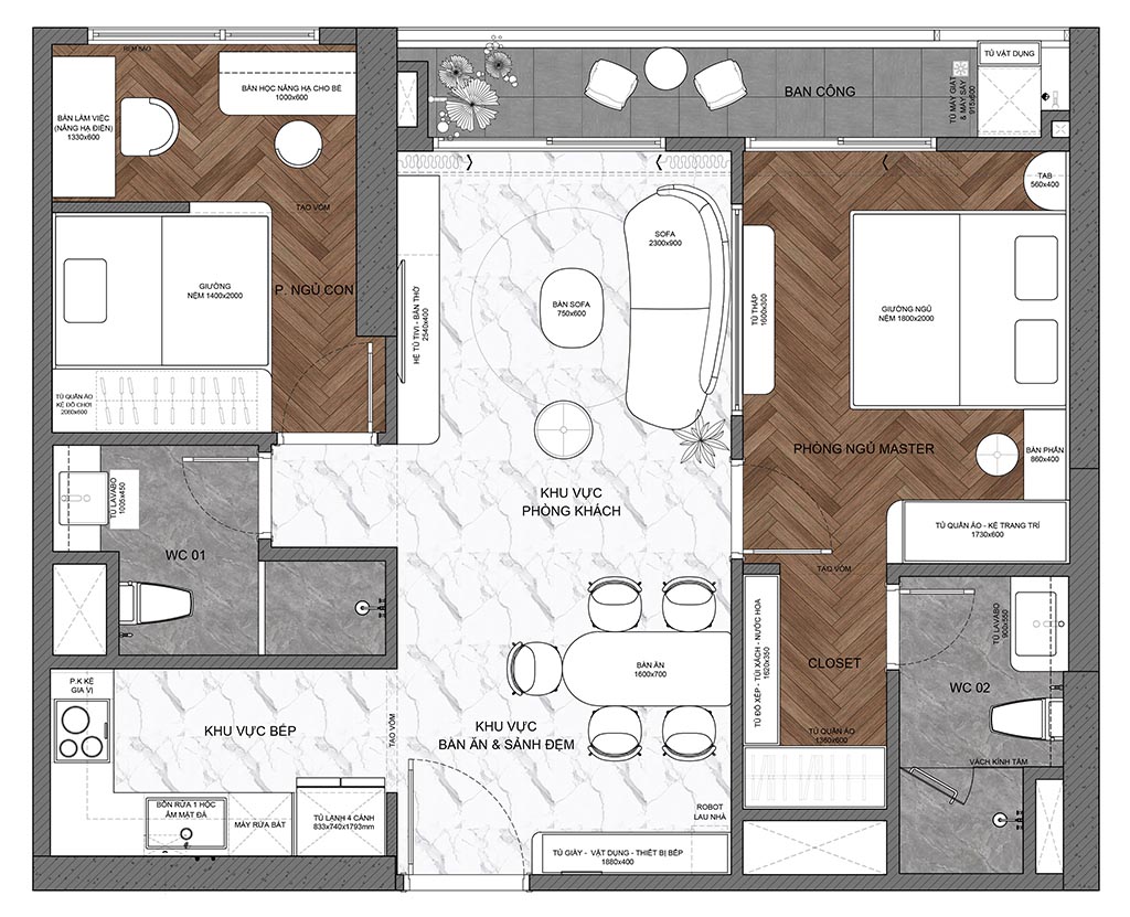 thiết kế căn hộ phong cách wabi sabi