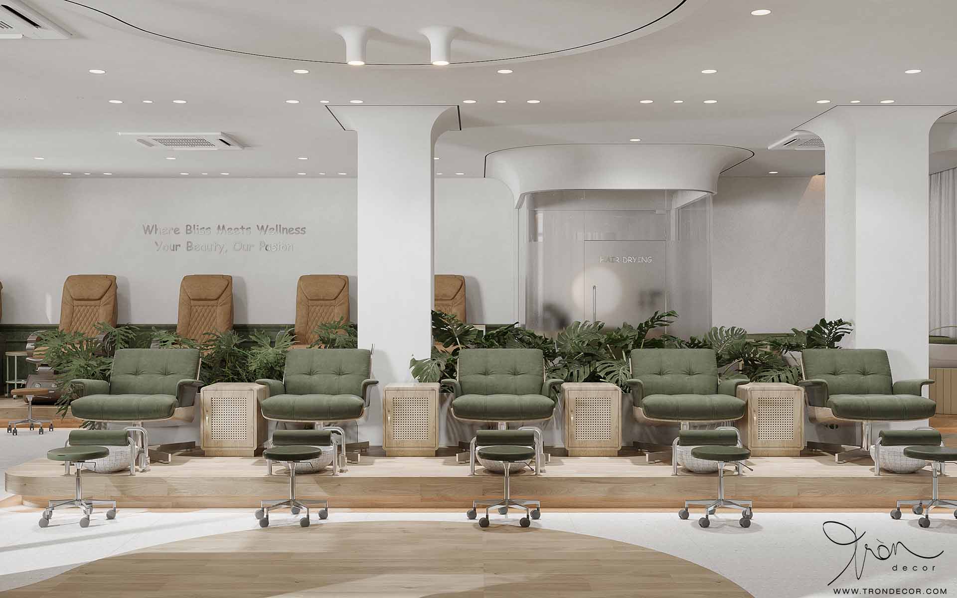THIẾT KẾ NỘI THẤT SPA 180M2