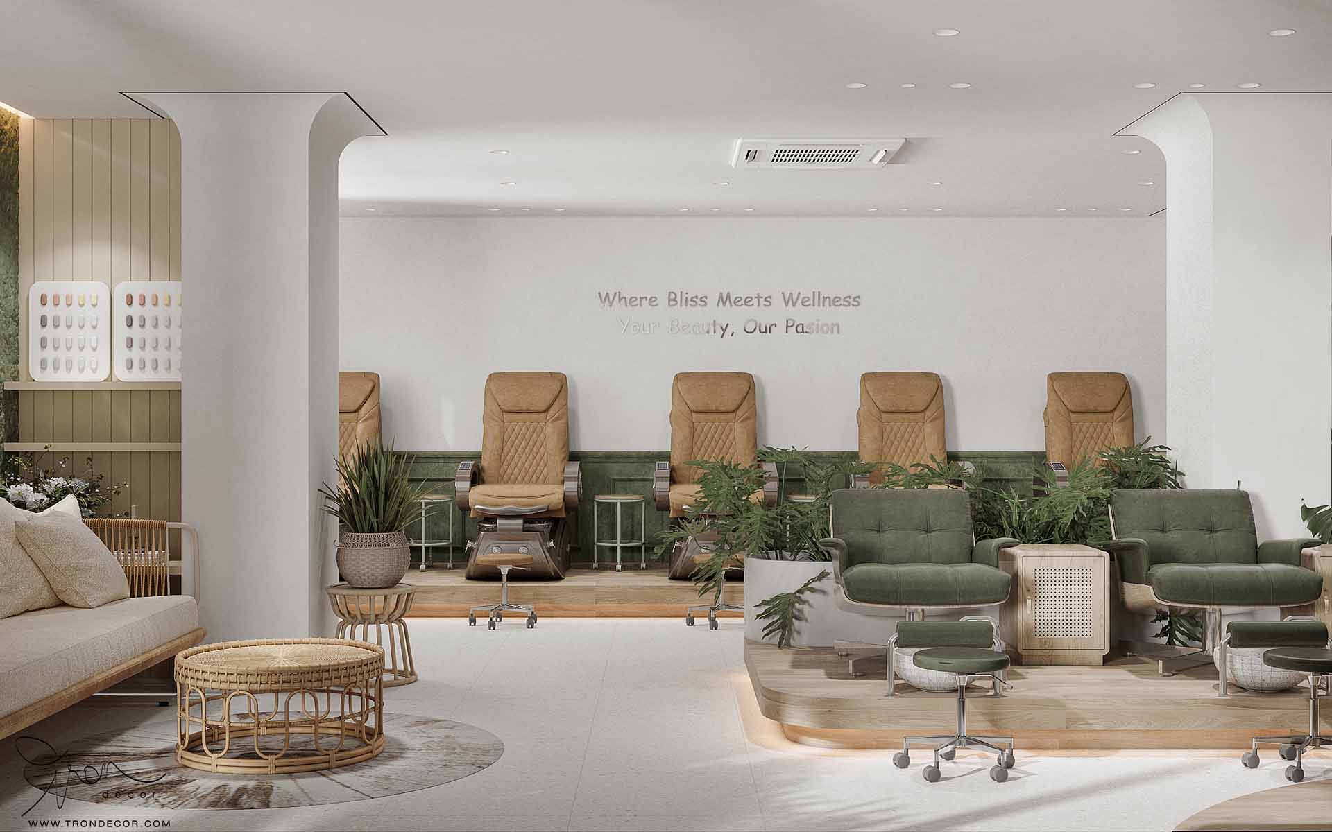 THIẾT KẾ NỘI THẤT SPA 180M2