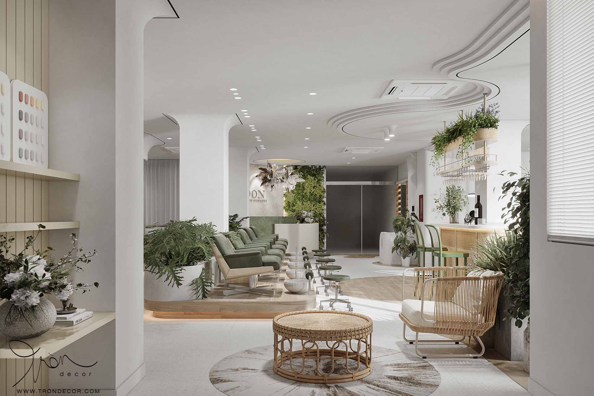 THIẾT KẾ NỘI THẤT SPA 180M2