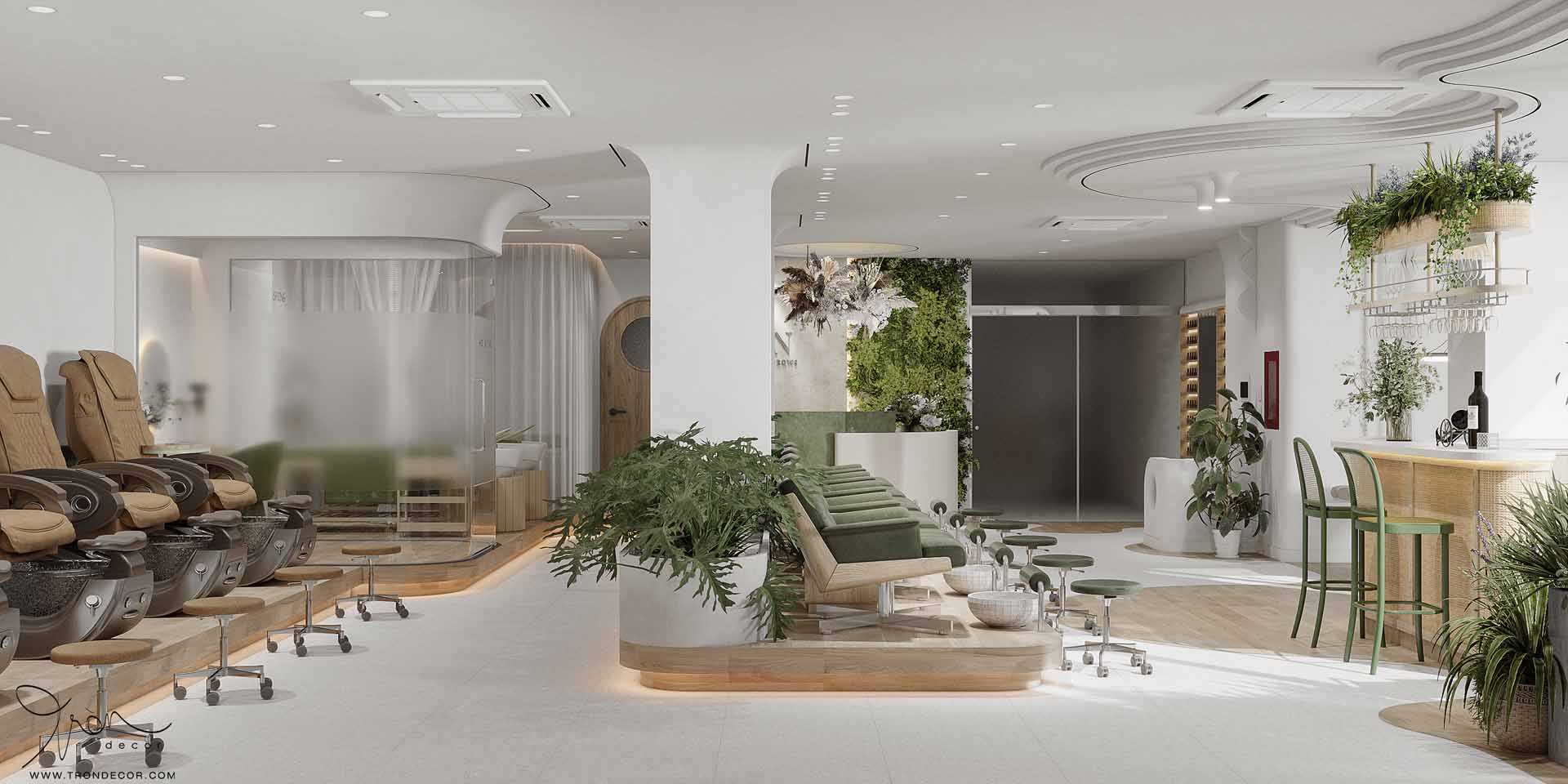 THIẾT KẾ NỘI THẤT SPA 180M2