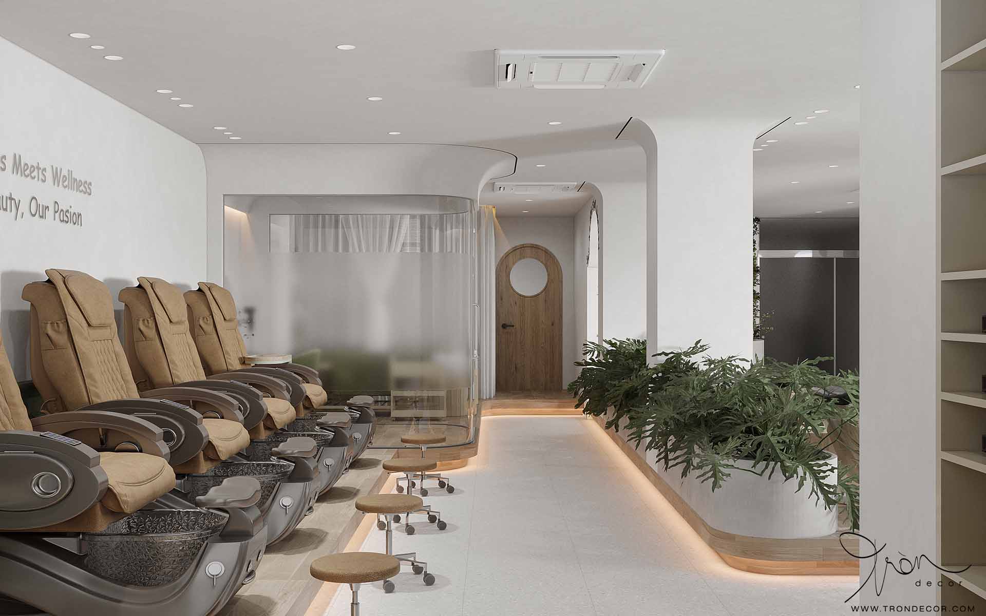 THIẾT KẾ NỘI THẤT SPA 180M2