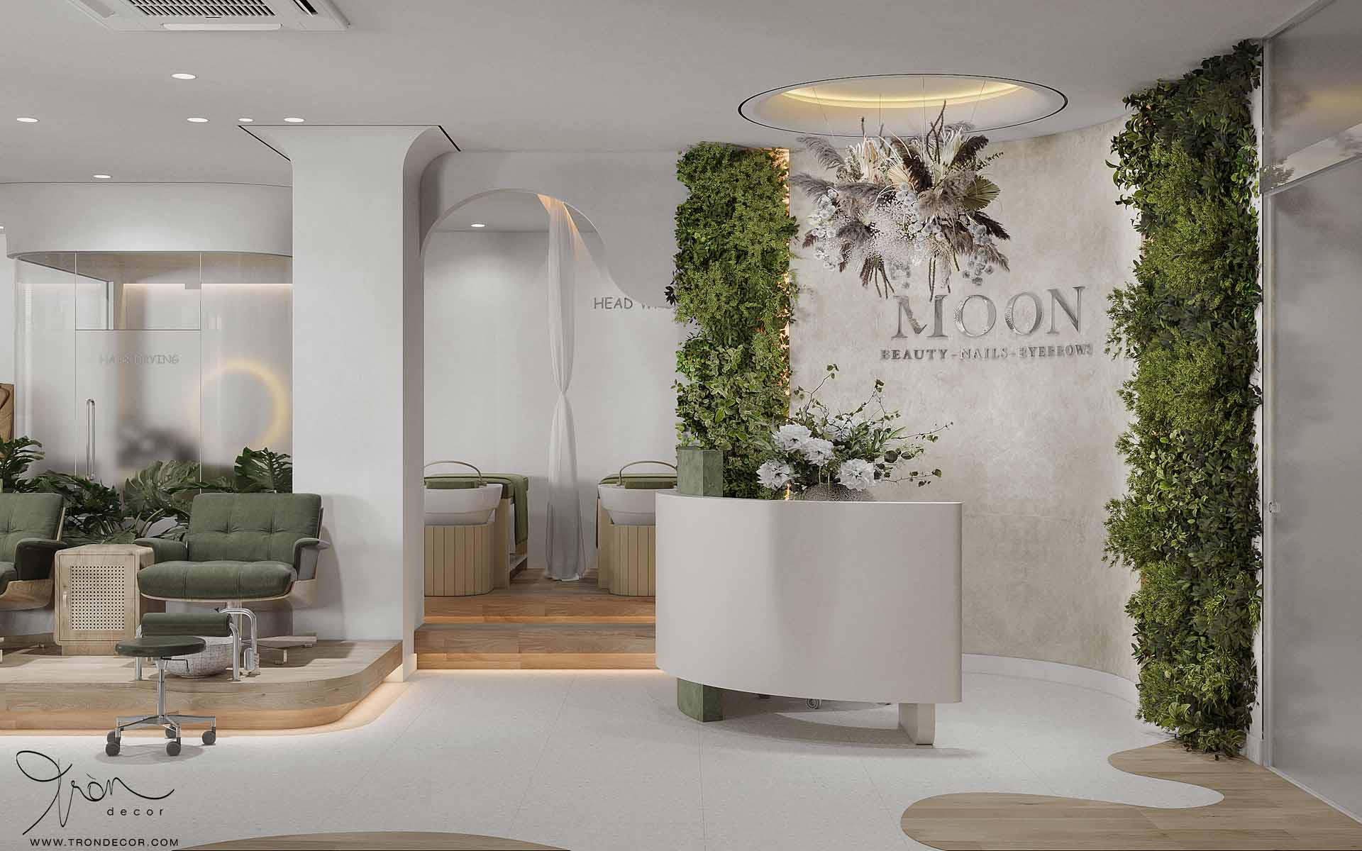 THIẾT KẾ NỘI THẤT SPA 180M2