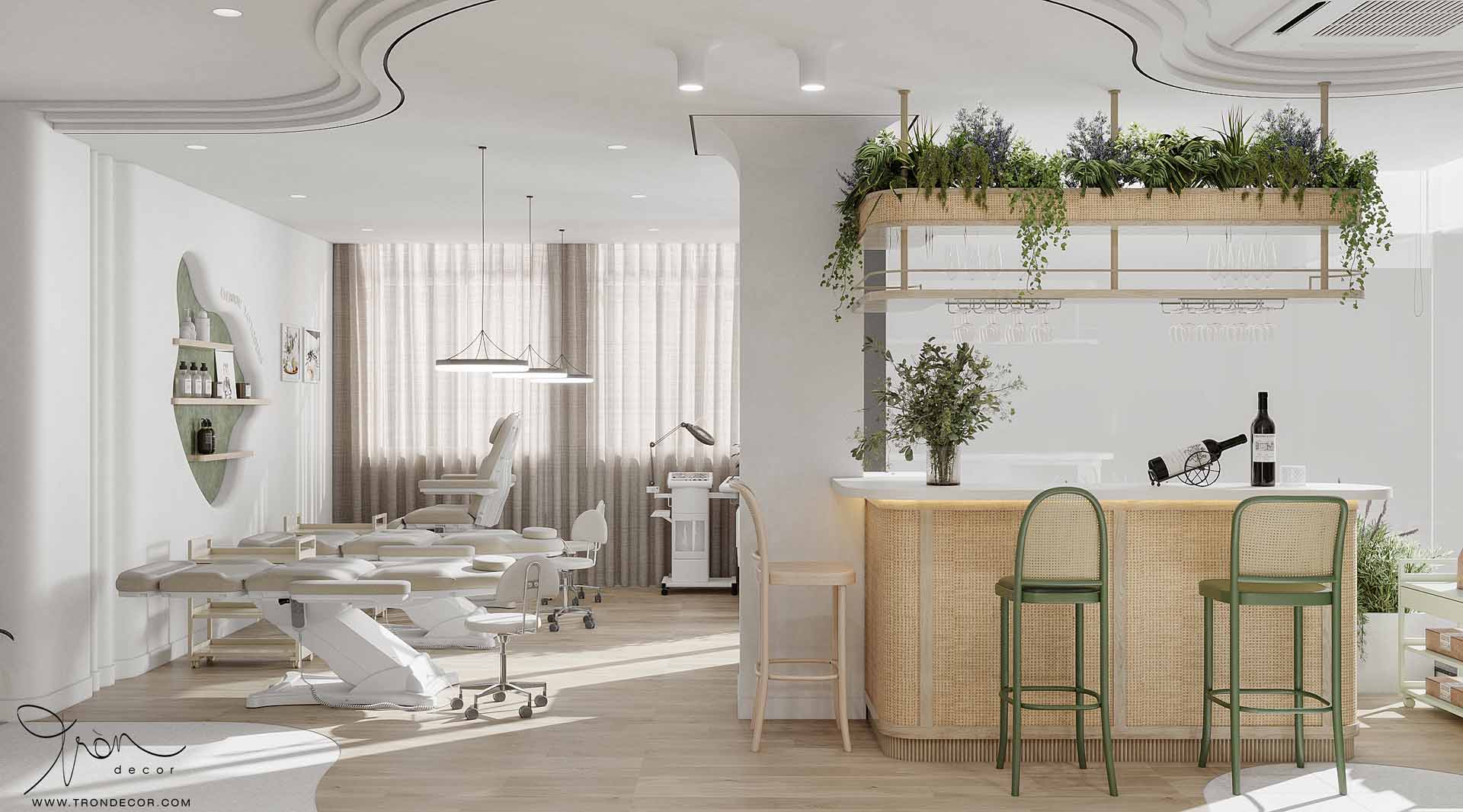 THIẾT KẾ NỘI THẤT SPA 180M2