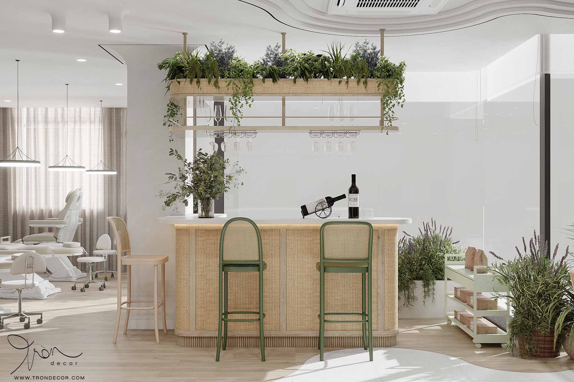 THIẾT KẾ NỘI THẤT SPA 180M2