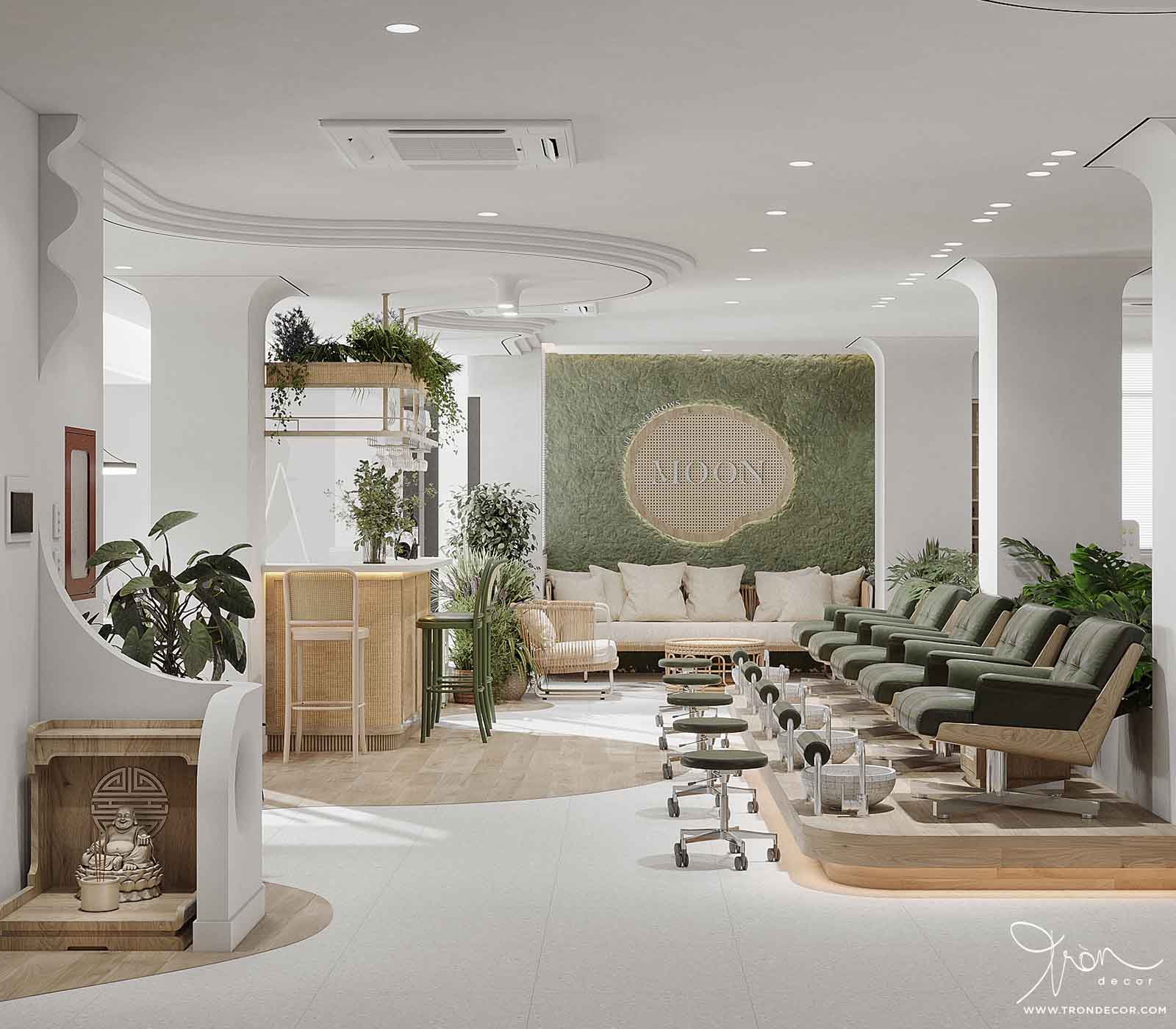 THIẾT KẾ NỘI THẤT SPA 180M2