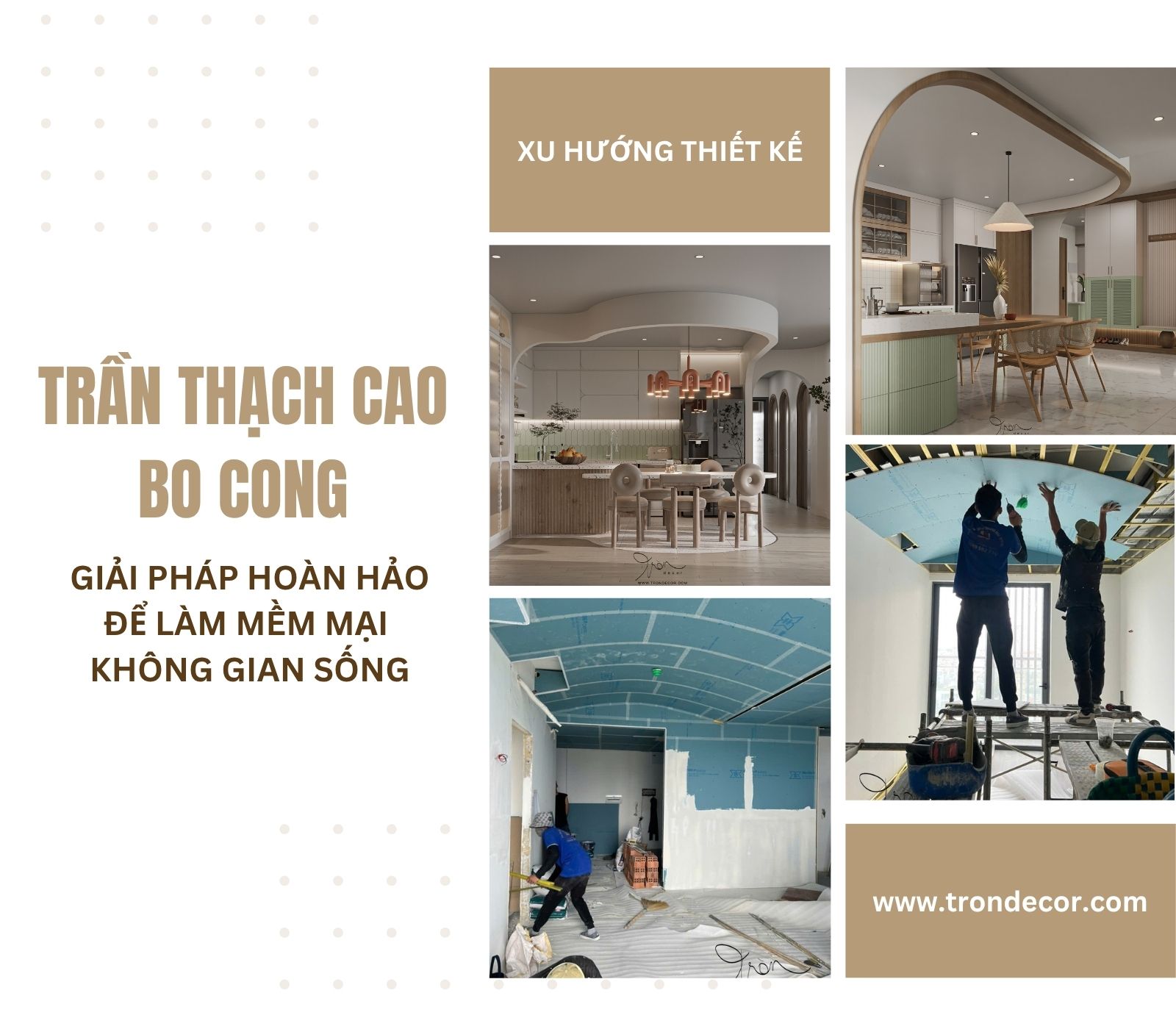 thi công trần thạch cao bo cong
